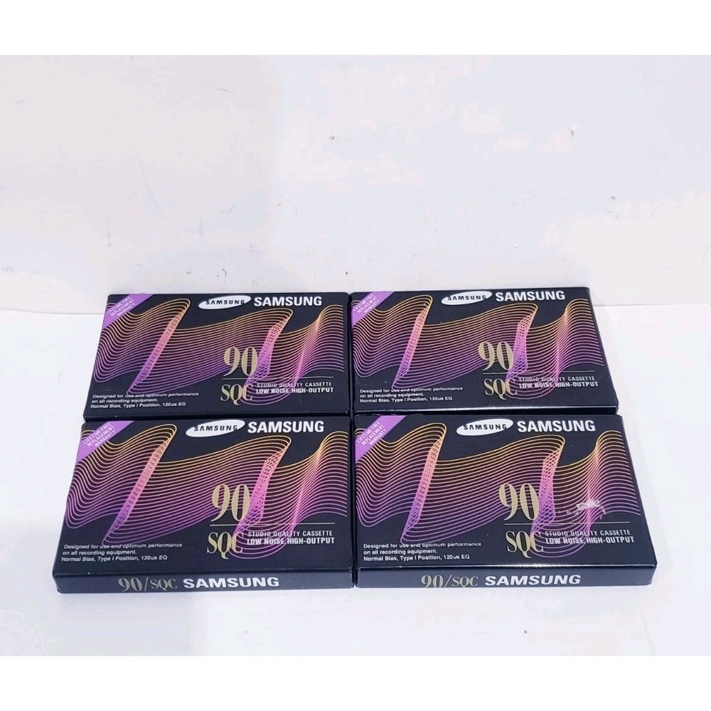 Lot of 4 SAMSUNG SQC 90 Blank Audio Cassette Tapes Retro Sealed New